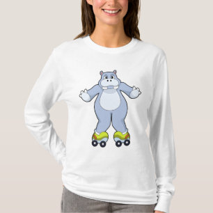 Hippo mit Roller-Skaten T-Shirt