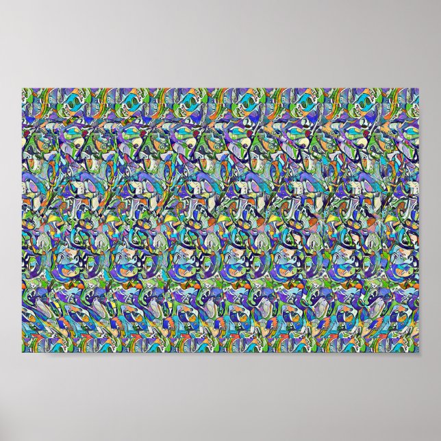 Hippo mit Schirm - Versteckter 3D-Druck Poster (Vorne)