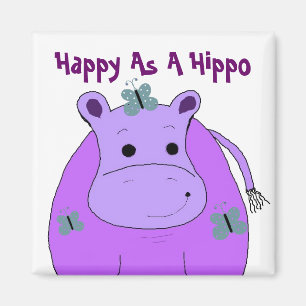 Hippo mit Schmetterlingen Magnet