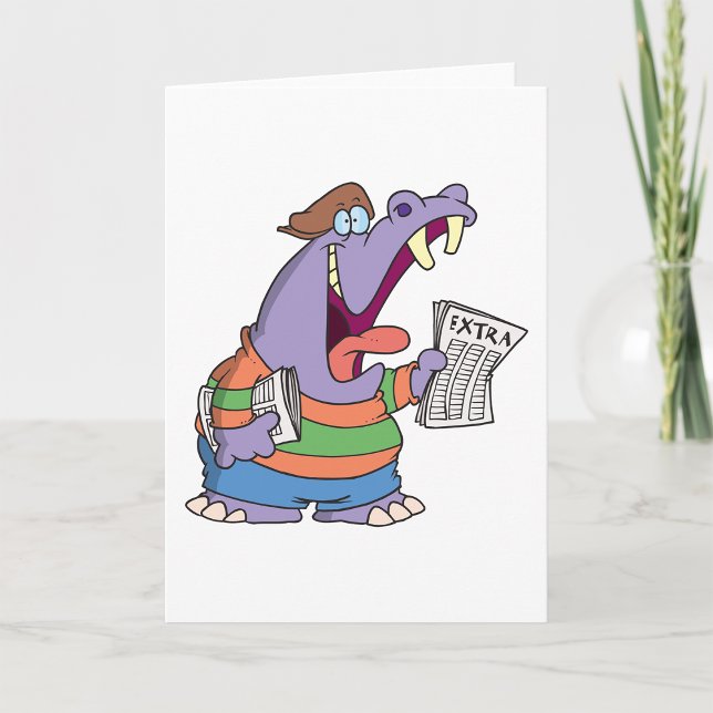 Hippo Newspaper Boy Grußkarten Karte (Von Creator hochgeladen)