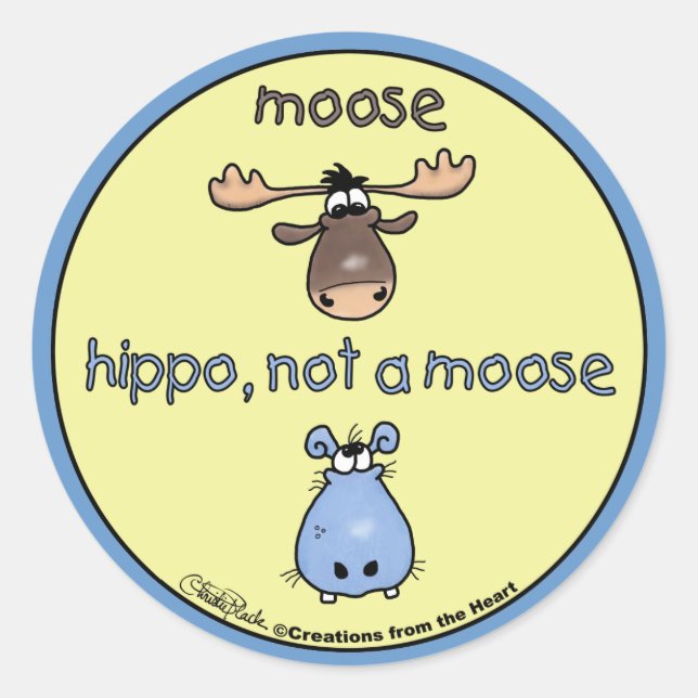 Hippo-nicht-ein-Elch! Runder Aufkleber (Vorderseite)