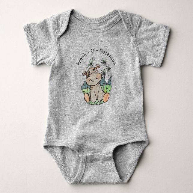 Hippo-Niedliche Tiere Ein Baby Bodysuit Baby Strampler (Vorderseite)