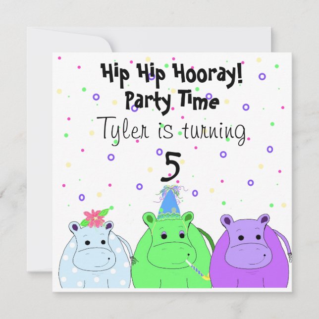 Hippo-Party Einladung (Vorderseite)