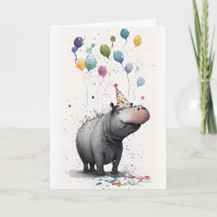 Hippo-Party-Grußkarte Karte