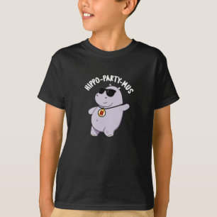 Hippo-Party-mus Funny Animal Hippo Pun Dark BG T-Shirt