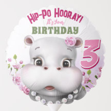 Hippo Pink Floral Girl Geburtstag