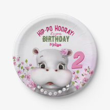 Hippo Pink Floral Girl Geburtstag