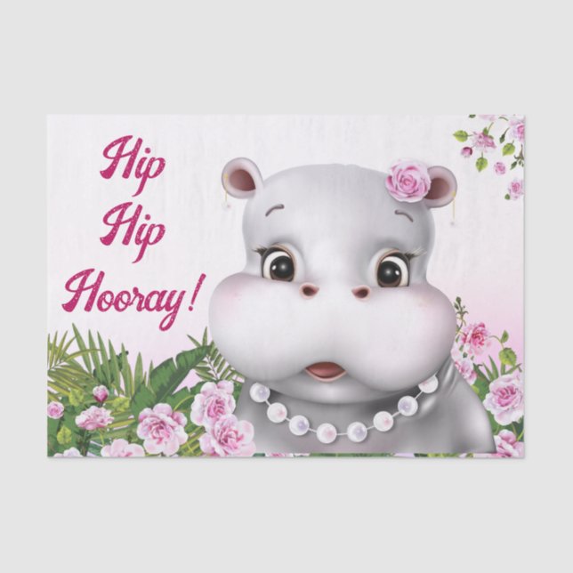 Hippo Pink Floral Seidenpapier (Vorderseite)