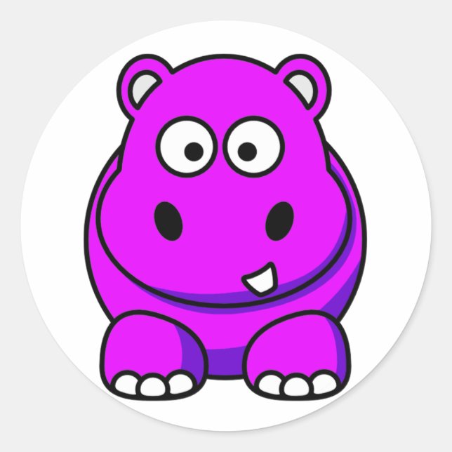 Hippo Pink Runder Aufkleber (Vorderseite)