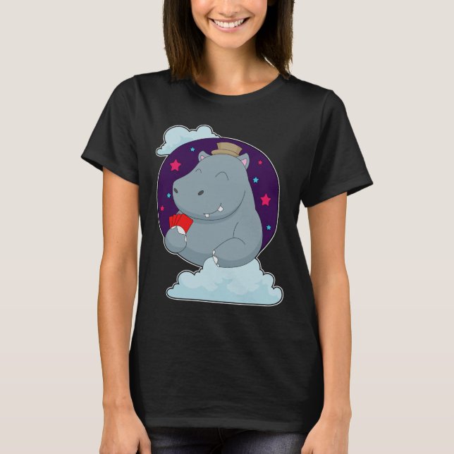 Hippo-Poker-Poker-Karten T-Shirt (Vorderseite)