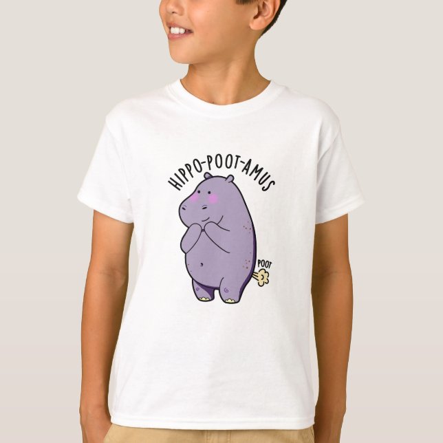 Hippo-poot-amus Funny Farting Hippo Pun T-Shirt (Vorderseite)