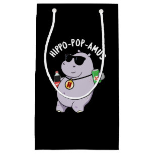 Hippo-Pop-amus Funny Hippo Soda Pop Pun Dark BG Kleine Geschenktüte
