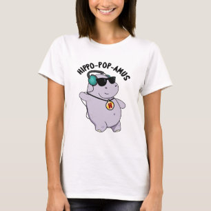 Hippo-Pop-amus Funny Pop Musik Hippo Pun T-Shirt
