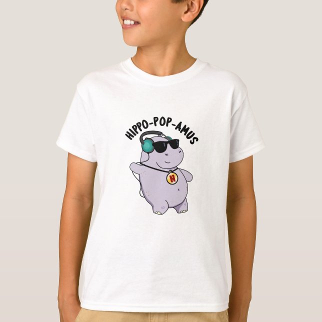 Hippo-Pop-amus Funny Pop Musik Hippo Pun T-Shirt (Vorderseite)