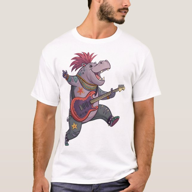 Hippo Rockstar T-Shirt (Vorderseite)