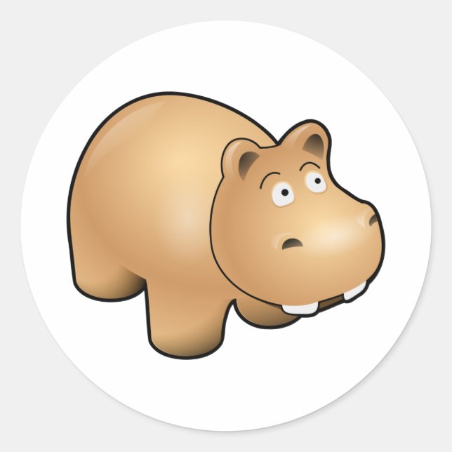 Hippo Runder Aufkleber (Vorderseite)