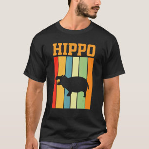 Hippo-Schatten-Silhouette in Retro-Farben T-Shirt