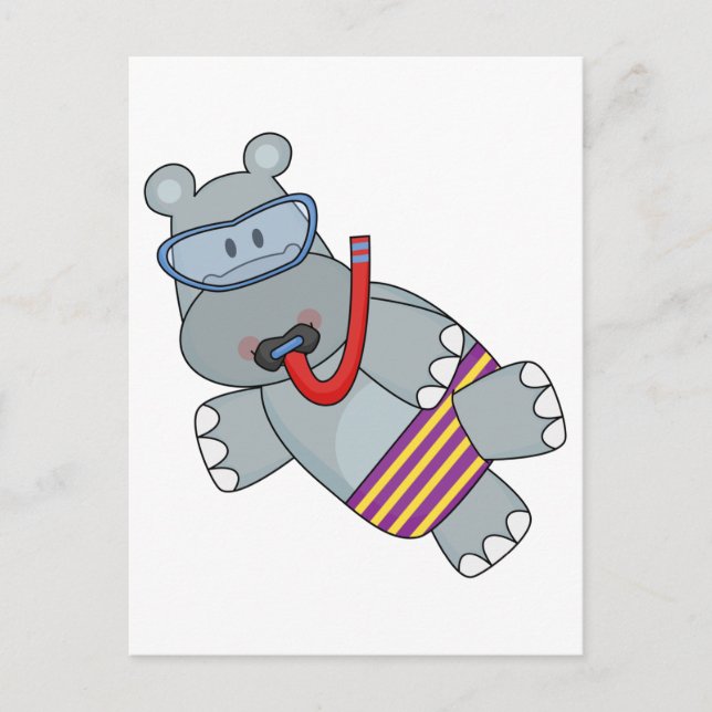 Hippo Schnorkeler T - Shirt und Geschenke Postkarte (Vorderseite)