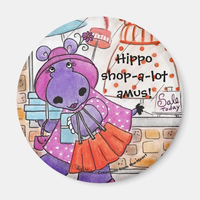 Hippo Shopping-Hippo Shop-eine Menge amus! Magnet (Vorne)