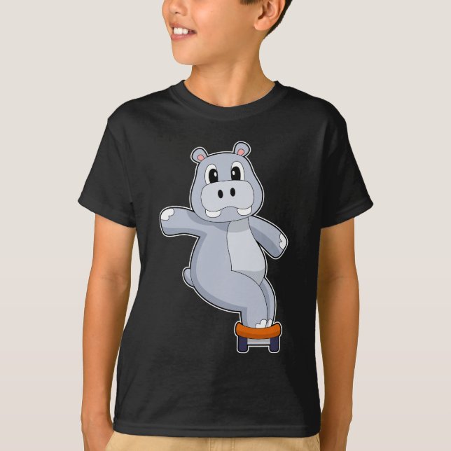 Hippo Skater Skateboard Sport T-Shirt (Vorderseite)