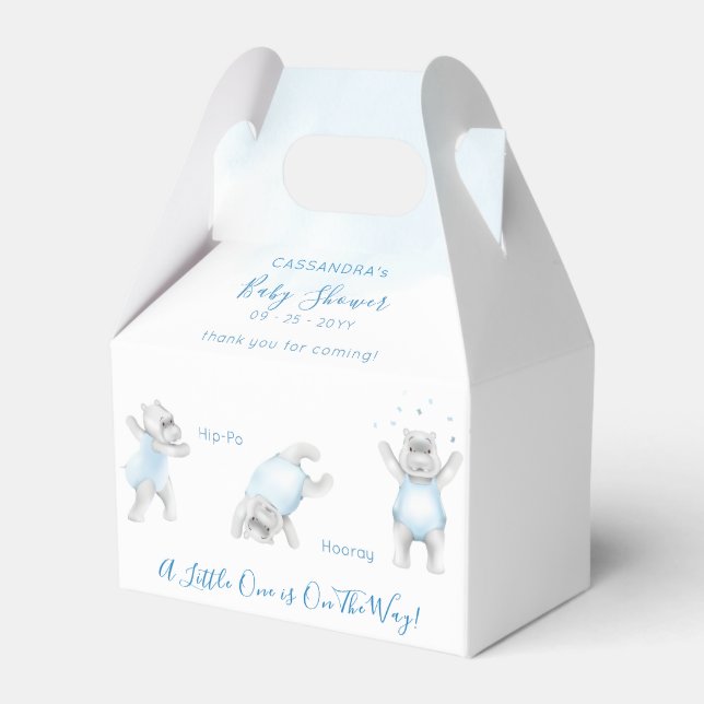 Hippo Somersault Baby Boy Shower Geschenkschachtel (Vorderseite)
