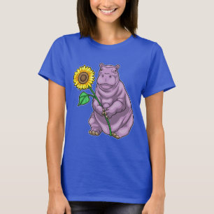 Hippo Sonnenblume Blume T-Shirt