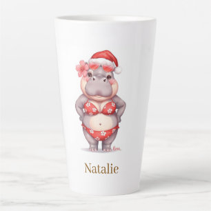 Hippo-Surfer im roten Bikini zu Weihnachten Milchtasse