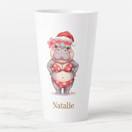 Hippo Surfer in red Bikini for Christmas Milchtasse