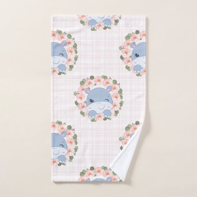 Hippo und Blume Tattoo Handtuch (Handtuch)