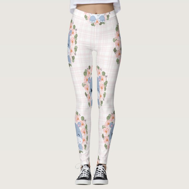 Hippo und Blume Tattoo Leggings (Vorderseite)