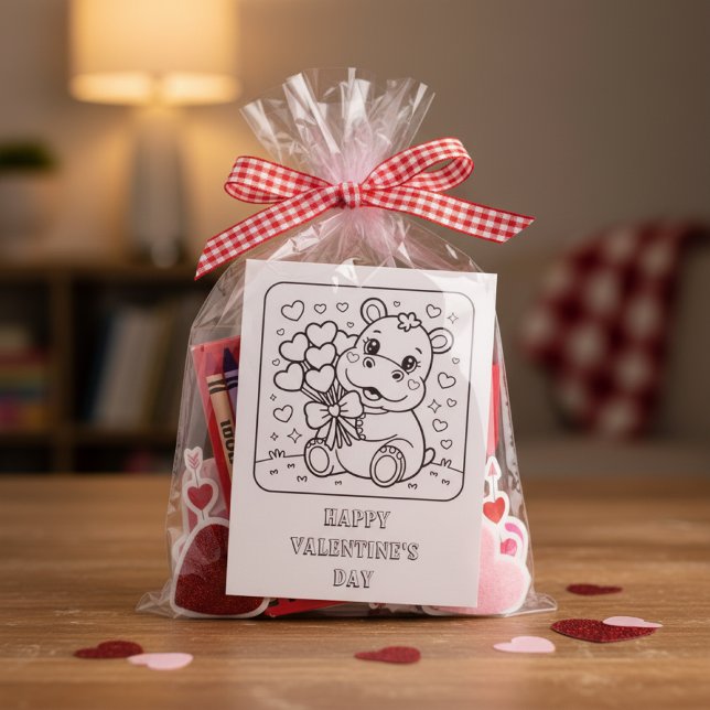 Hippo Valentinstag-Färbung für Schüler Postkarte (Von Creator hochgeladen)