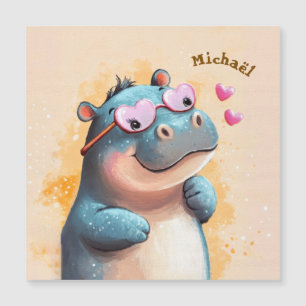 Hippo Valentinstag Herz Abzeichen Kinder Schule Magnetkarte
