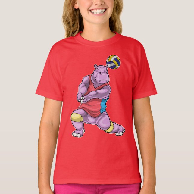Hippo Volleyball-Spieler Volleyball T-Shirt (Vorderseite)
