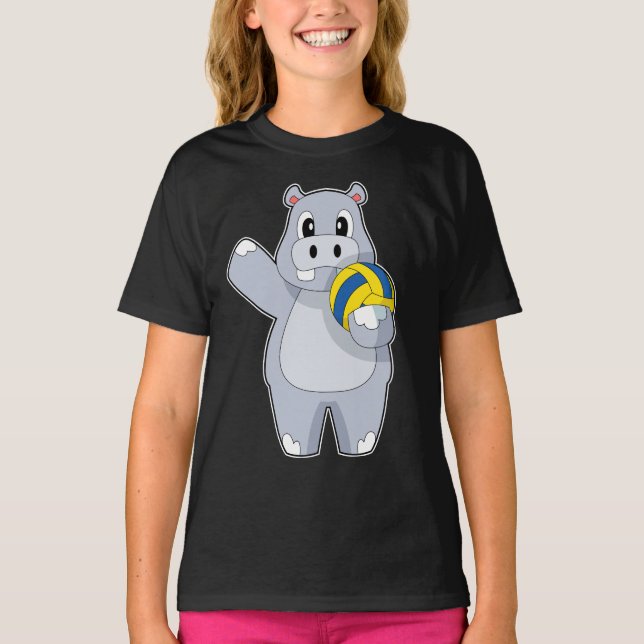 Hippo Volleyball-Spieler Volleyball T-Shirt (Vorderseite)