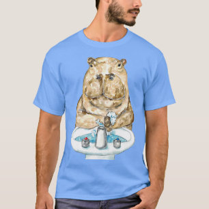 Hippo Waschen Hände Badefarbe Aquarellmalerei T-Shirt