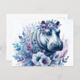 Hippo Watercolor Kunstvoll wandern im Valle Verzas Postkarte