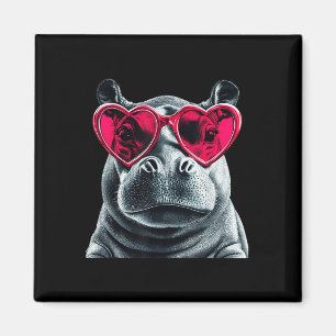 Hippo Wearing Gles Heart Valentinstag Hippopotam Magnet