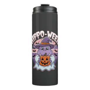 Hippo-ween Spooky Halloween Moo Deng Hippo Ghost Thermosbecher