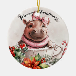 Hippo Weihnachten Thema Keramik Ornament