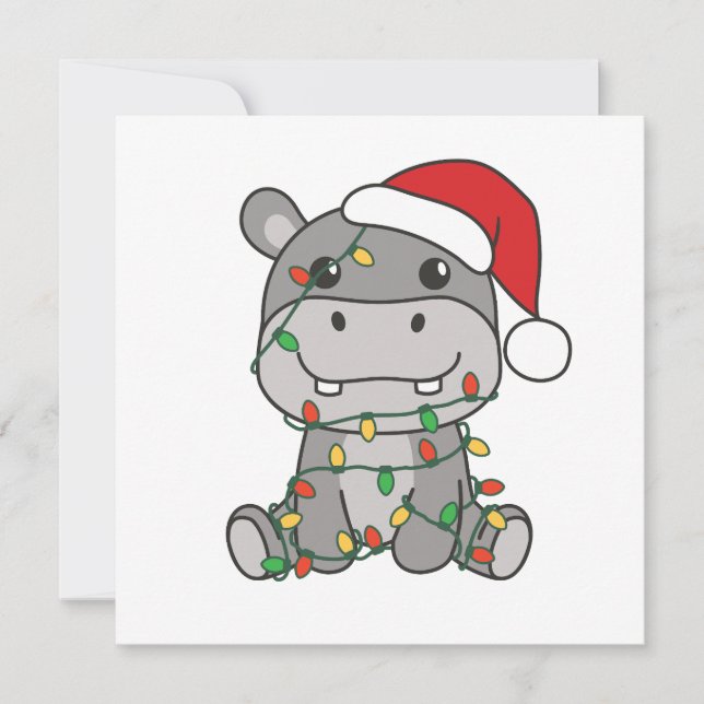 Hippo Weihnachts-Wintertiere Hippos Feiertagskarte (Vorderseite)
