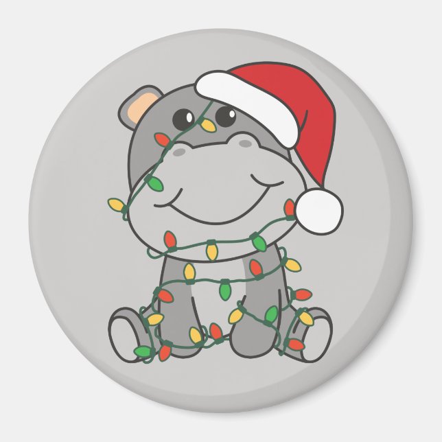 Hippo Weihnachts Wintertiere Hippos Magnet (Vorne)