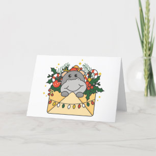 Hippo Weihnachtsbrief Wintertiere Hippos Holid Feiertagskarte
