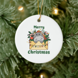 Hippo Weihnachtsbrief Wintertiere Hippos Keramik Ornament
