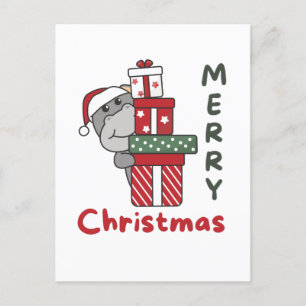 Hippo Weihnachtsgeschenk Wintertiere Hippos Feiertagspostkarte