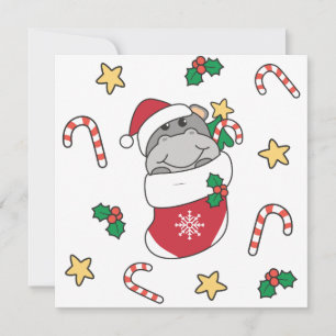 Hippo Weihnachtsschnee Wintertiere Hippos Feiertagskarte
