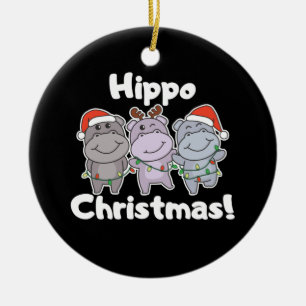 Hippo Weihnachtstiere Niedlich Hippos Merme Kerami Keramik Ornament