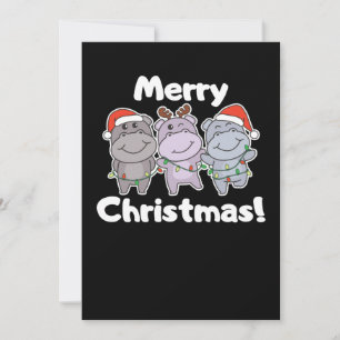 Hippo Weihnachtstiere Niedlich Hippos Merry Feiertagskarte