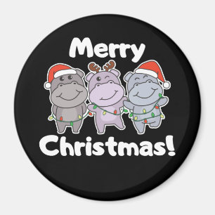Hippo Weihnachtstiere Niedlich Hippos Merry Magnet