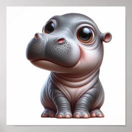 Hippo Whimsy Adorable Cartoon Hippo Charakter Poster