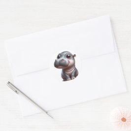 Hippo Whimsy Adorable Cartoon Hippo Charakterposte Runder Aufkleber